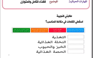 اوراق عمل مهارات حياتية غير محلول صف ثاني متوسط الفصل الثاني