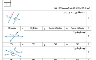 اختبار فصل الهندسة والاستدلال المكاني رياضيات غير محلول ثاني متوسط ف2