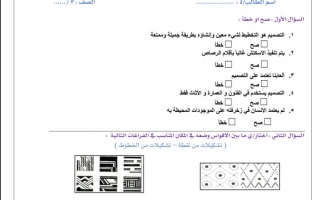 اختبار نهائي التربية الفنية ثالث ابتدائي ف1 انتساب 1445