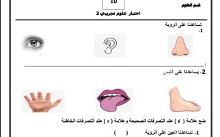 نموذج اختبار تجريبي2 علوم أول ابتدائي فصل أول #م. التميز