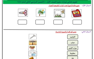 تقويم ختامي علوم غير محلول أول ابتدائي الفصل الثاني أ. سكره الشمري