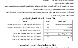 تعميم رقم 2 لسنة 2023أعمال الفصل الدراسي 2024 2023