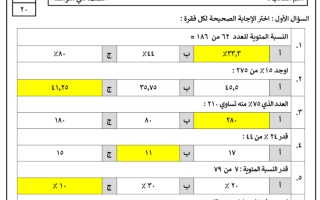 اختبار رياضيات محلول منتصف الفصل الدراسي الثاني ثاني متوسط ف2