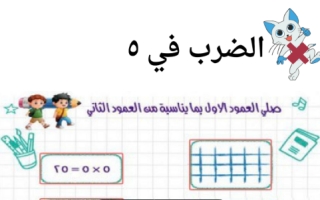 ورقة عمل درس الضرب في 5 رياضيات ثالث ابتدائي ف2