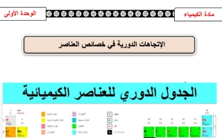 الوحدة الاولى كيمياء الصف الثاني عشر علمي   الفصل الدراسي الأول