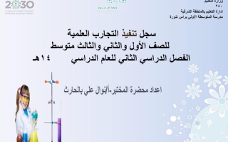 سجل تنفيذ تجارب نوال للصف الاول والثانًي والثالث متوسط 1445