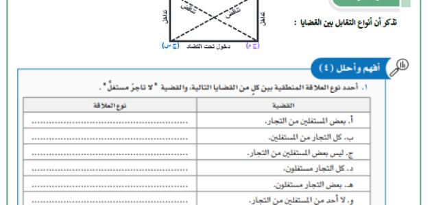 ورقة عمل حول القضايا المنطقية وأنواعها - نموذج 2 - تفكير ناقد - الصف الأول ثانوي - أ. ابتسام