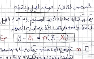 شرح درس صيغة الميل ونقطة رياضيات الصف التاسع