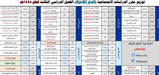 توزيع مقرر الدراسات الاجتماعية الصف الاول ثانوي  مسارات الفصل الثالث_1445.pdf