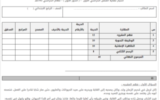 الاختبار النهائي نموذج 2 لغتي رابع الفصل الدراسي الأول1445